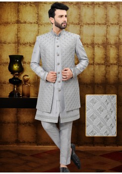 Grey  Indo Western - Jacket Style